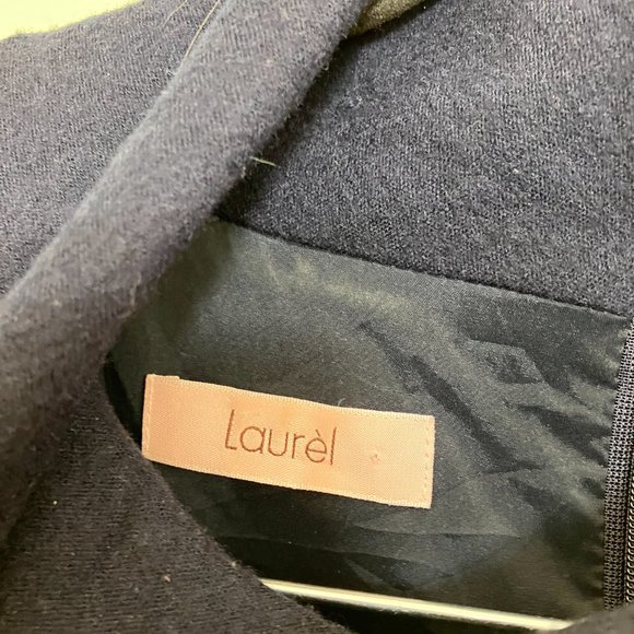 Laurel 100% wool a -line dual texture navy dress size 6 - Picture 5 of 12